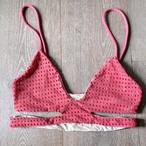 Acacia Haku Mesh Top in Dark Pink. Size Small.